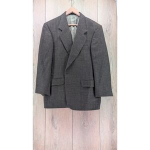 Oscar de la Renta Men's 100% Wool Plaid Blazer Jacket 43R Vintage Colombia